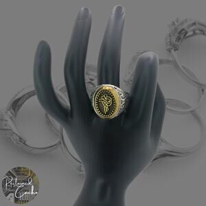 Silver and Gold Statement Ring - Size 10.5